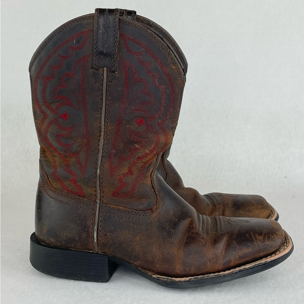 Ariat Western Boots Kid’s Size 2 Quickdraw Cowboy Brown Leather Embroidery